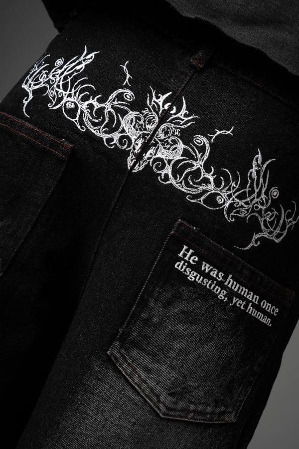 Kanji Script Denim modeled look | Karmik