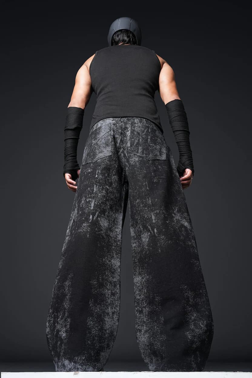 Exoskeleton Acid-Wash Denim on model | Karmik